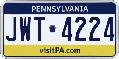 PA license plate JWT4224