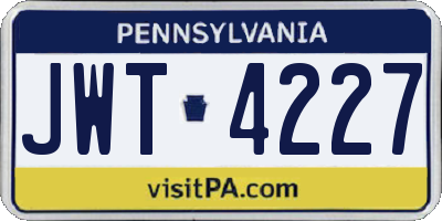 PA license plate JWT4227