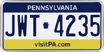 PA license plate JWT4235