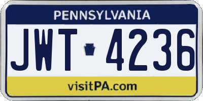 PA license plate JWT4236