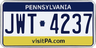 PA license plate JWT4237