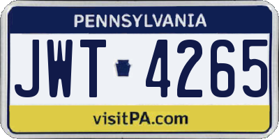 PA license plate JWT4265