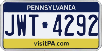 PA license plate JWT4292