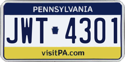 PA license plate JWT4301
