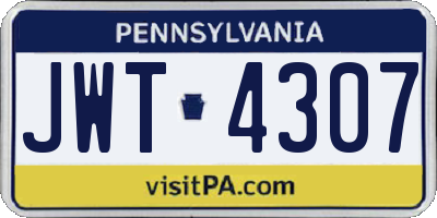 PA license plate JWT4307