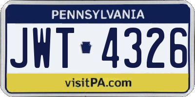 PA license plate JWT4326