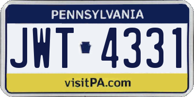 PA license plate JWT4331