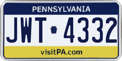 PA license plate JWT4332
