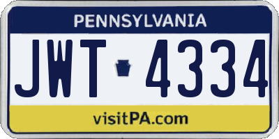PA license plate JWT4334