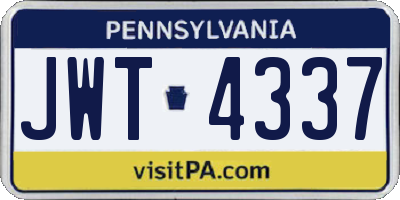 PA license plate JWT4337