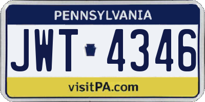 PA license plate JWT4346