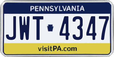 PA license plate JWT4347