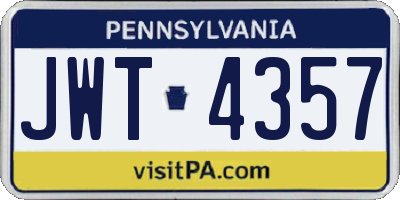 PA license plate JWT4357