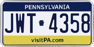 PA license plate JWT4358