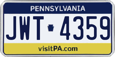PA license plate JWT4359