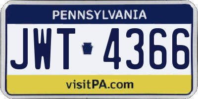 PA license plate JWT4366
