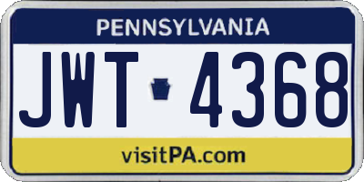 PA license plate JWT4368