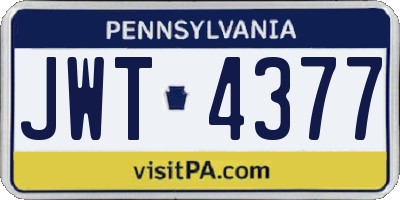 PA license plate JWT4377