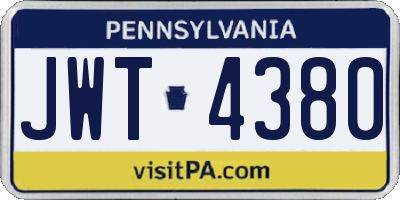 PA license plate JWT4380