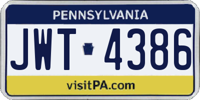 PA license plate JWT4386