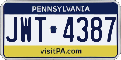 PA license plate JWT4387