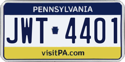 PA license plate JWT4401