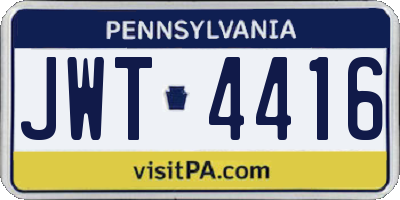 PA license plate JWT4416