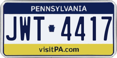 PA license plate JWT4417