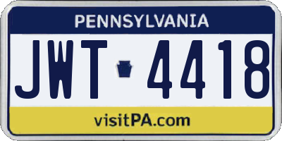 PA license plate JWT4418