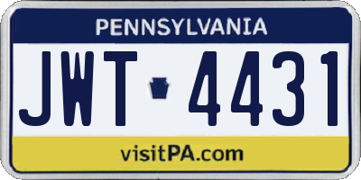 PA license plate JWT4431