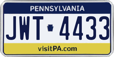 PA license plate JWT4433