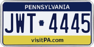 PA license plate JWT4445