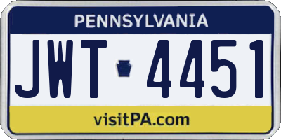 PA license plate JWT4451