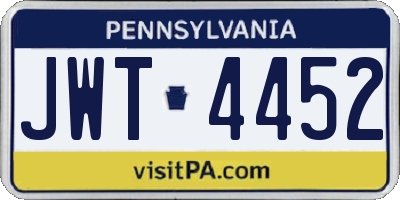 PA license plate JWT4452