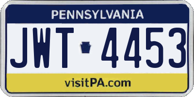 PA license plate JWT4453