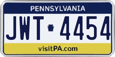 PA license plate JWT4454