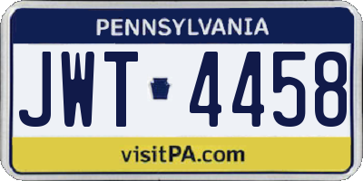 PA license plate JWT4458