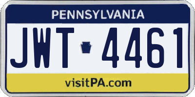 PA license plate JWT4461