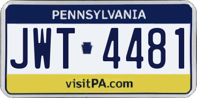 PA license plate JWT4481