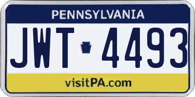 PA license plate JWT4493