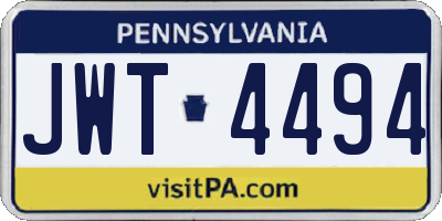 PA license plate JWT4494