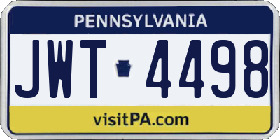 PA license plate JWT4498