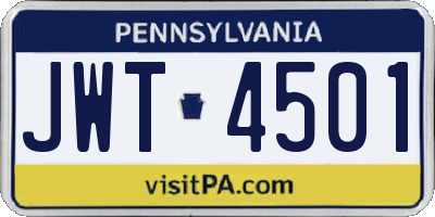 PA license plate JWT4501