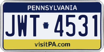 PA license plate JWT4531
