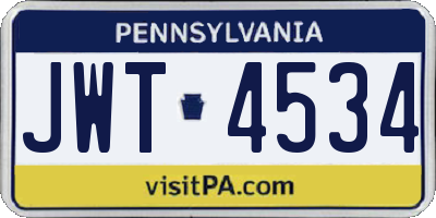 PA license plate JWT4534