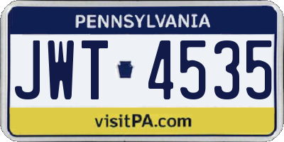 PA license plate JWT4535