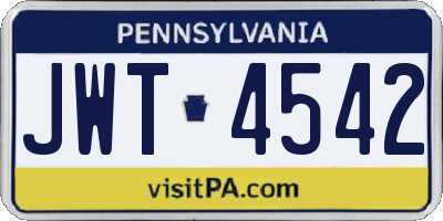 PA license plate JWT4542