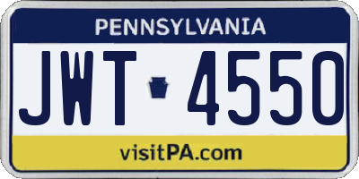 PA license plate JWT4550