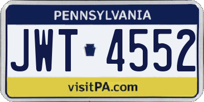 PA license plate JWT4552