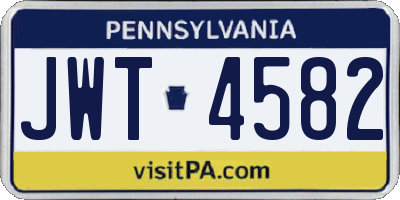 PA license plate JWT4582